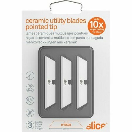 SLICE slice 10528, Safety Utility Knife Blades, Pointed Tip, Ceramic Zirconium Oxide, 3 SLI10528